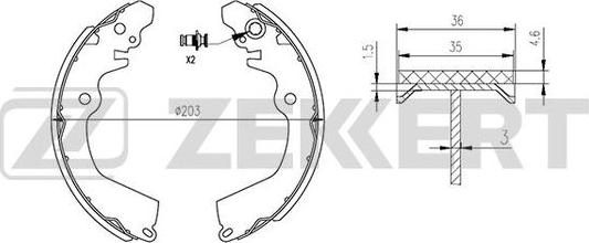 Zekkert BK-4466 - Комплект тормозных колодок, барабанные unicars.by