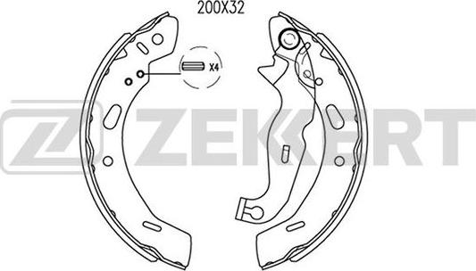 Zekkert BK-4095 - Комплект тормозных колодок, барабанные unicars.by