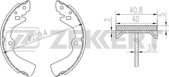 Zekkert BK-4141 - Комплект тормозных колодок, барабанные unicars.by