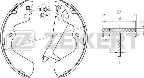 Zekkert BK-4158 - Комплект тормозных колодок, барабанные unicars.by