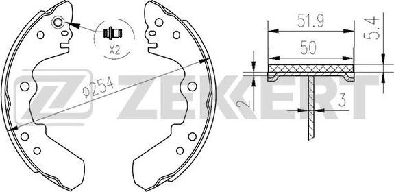 Zekkert BK-4165 - Комплект тормозных колодок, барабанные unicars.by