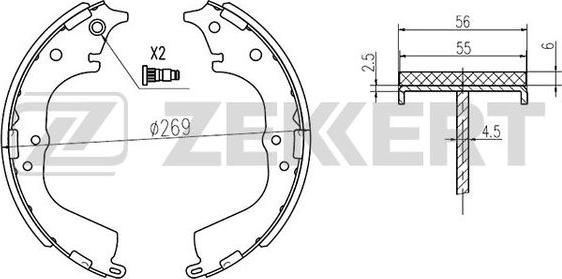 Zekkert BK-4107 - Комплект тормозных колодок, барабанные unicars.by