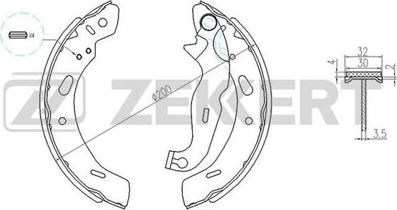 Zekkert BK-4132 - Комплект тормозных колодок, барабанные unicars.by