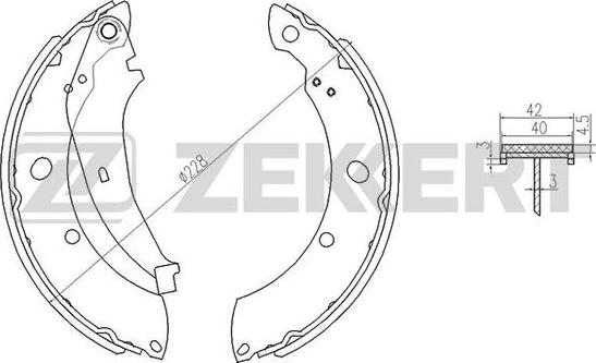 Zekkert BK-4125 - Комплект тормозных колодок, барабанные unicars.by