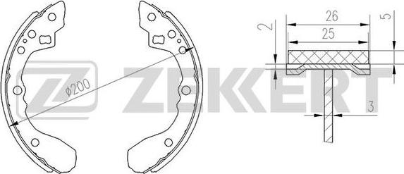 Zekkert BK-4128 - Комплект тормозных колодок, барабанные unicars.by