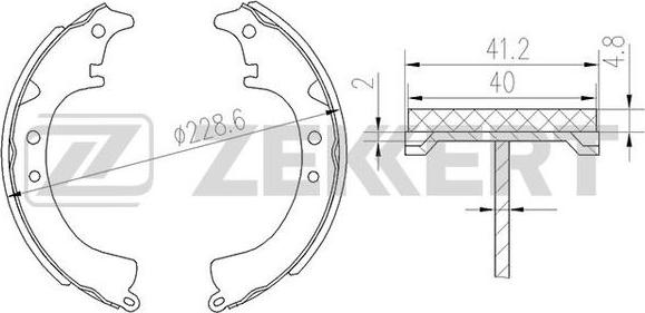 Zekkert BK-4122 - Комплект тормозных колодок, барабанные unicars.by