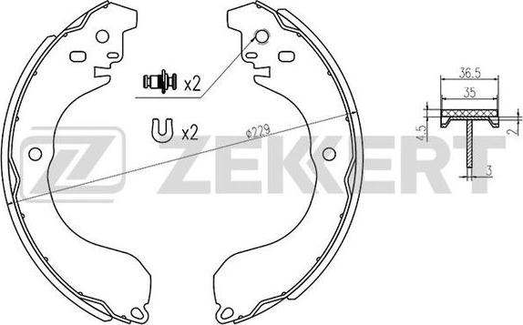 Zekkert BK-4179 - Комплект тормозных колодок, барабанные unicars.by