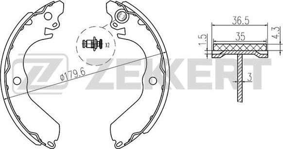 Zekkert BK-4176 - Комплект тормозных колодок, барабанные unicars.by