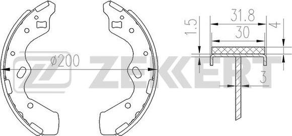 Zekkert BK-4172 - Комплект тормозных колодок, барабанные unicars.by