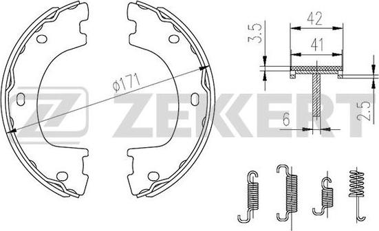 Zekkert BK-4308 - Комплект тормозных колодок, барабанные unicars.by