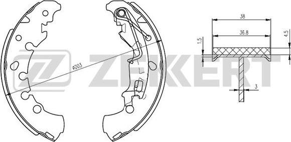 Zekkert BK-4302 - Комплект тормозных колодок, барабанные unicars.by