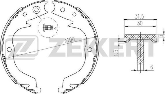 Zekkert BK-4307 - Комплект тормозных колодок, барабанные unicars.by