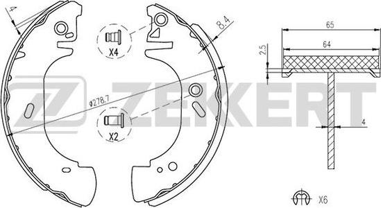 Zekkert BK-4291 - Комплект тормозных колодок, барабанные unicars.by