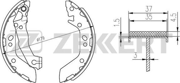 Zekkert BK-4219 - Комплект тормозных колодок, барабанные unicars.by