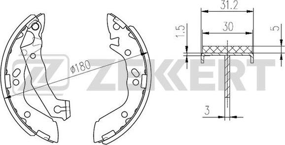 Zekkert BK-4217 - Комплект тормозных колодок, барабанные unicars.by