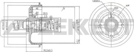 Zekkert BS-5576 - Тормозной барабан unicars.by