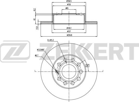 Zekkert BS-5042B - Тормозной диск unicars.by