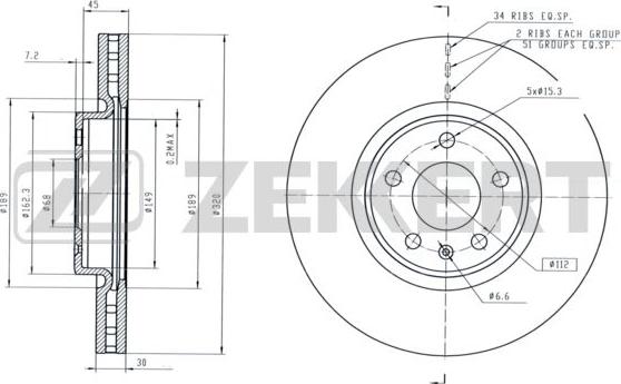 Zekkert BS-5845 - Тормозной диск unicars.by