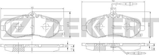 Zekkert BS-1943 - Тормозные колодки, дисковые, комплект unicars.by