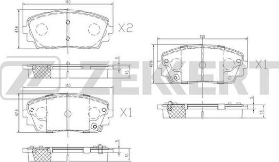 Zekkert BS-1956 - Тормозные колодки, дисковые, комплект unicars.by