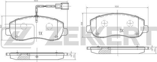 Zekkert BS-1951 - Тормозные колодки, дисковые, комплект unicars.by