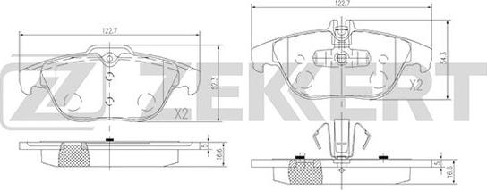 Zekkert BS-1938 - Тормозные колодки, дисковые, комплект unicars.by