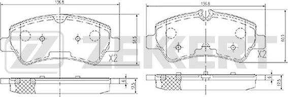 Zekkert BS-1566 - Тормозные колодки, дисковые, комплект unicars.by