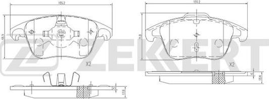 Zekkert BS-1686 - Тормозные колодки, дисковые, комплект unicars.by