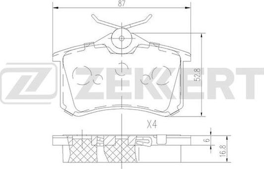 Zekkert BS-1687 - Тормозные колодки, дисковые, комплект unicars.by