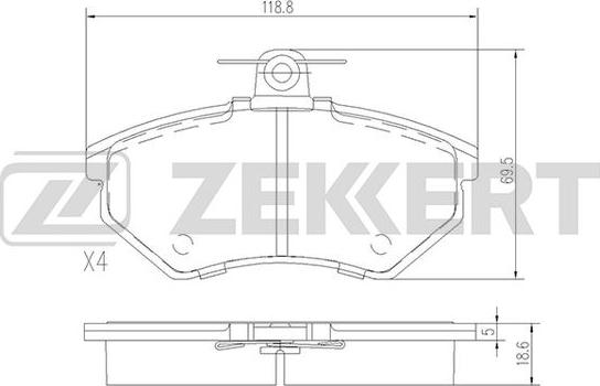 Zekkert BS-1098 - Тормозные колодки, дисковые, комплект unicars.by