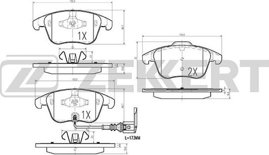 Zekkert BS-1009 - Тормозные колодки, дисковые, комплект unicars.by