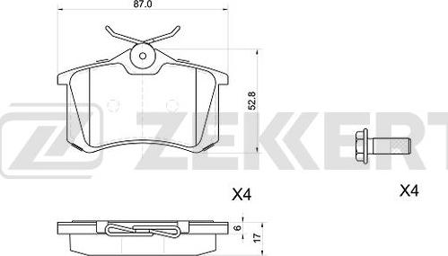 Zekkert BS-1039 - Тормозные колодки, дисковые, комплект unicars.by