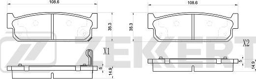 Zekkert BS-1027 - Тормозные колодки, дисковые, комплект unicars.by