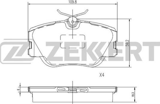 Zekkert BS-1148 - Тормозные колодки, дисковые, комплект unicars.by