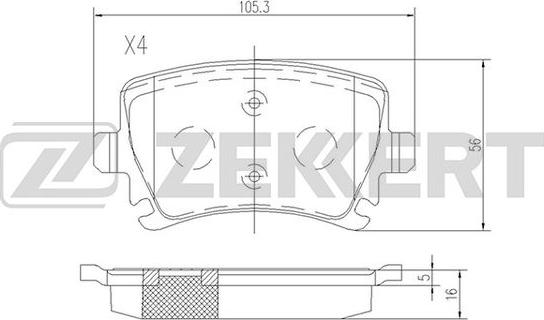 Zekkert BS-1142 - Тормозные колодки, дисковые, комплект unicars.by