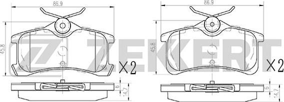 Zekkert BS-1147 - Тормозные колодки, дисковые, комплект unicars.by