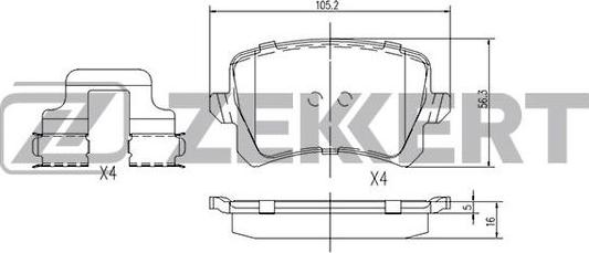 Zekkert BS-1168 - Тормозные колодки, дисковые, комплект unicars.by