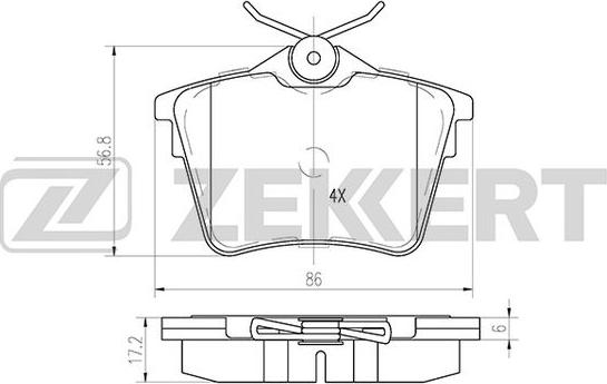 Zekkert BS-1135 - Тормозные колодки, дисковые, комплект unicars.by