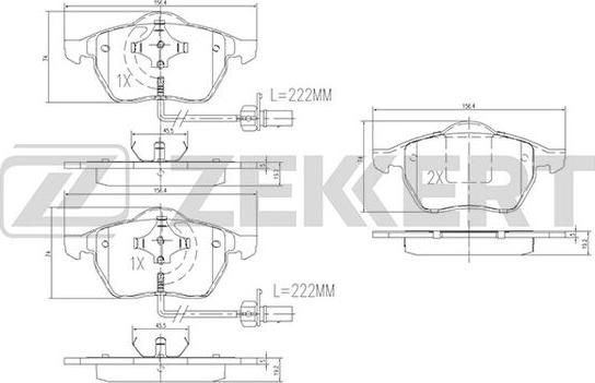 Zekkert BS-1131 - Тормозные колодки, дисковые, комплект unicars.by