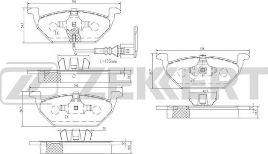 Zekkert BS-1138 - Тормозные колодки, дисковые, комплект unicars.by