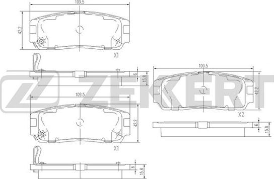 Zekkert BS-1853 - Тормозные колодки, дисковые, комплект unicars.by