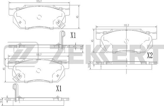 Zekkert BS-1860 - Тормозные колодки, дисковые, комплект unicars.by