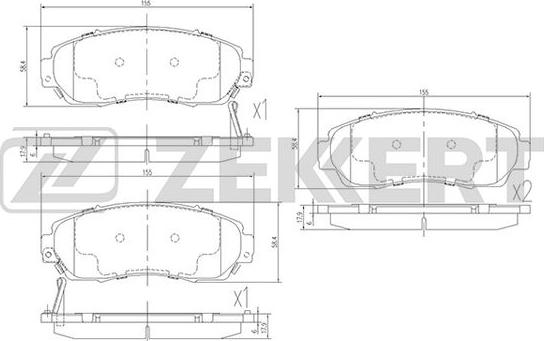 Zekkert BS-1882 - Тормозные колодки, дисковые, комплект unicars.by