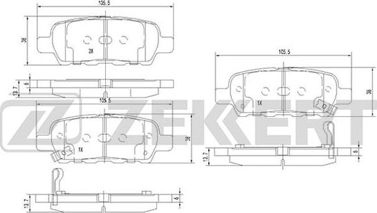 Zekkert BS-1823 - Тормозные колодки, дисковые, комплект unicars.by