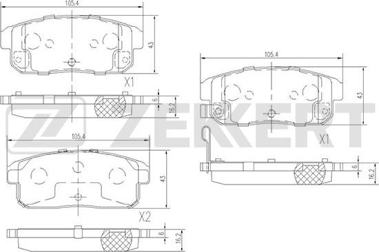 Zekkert BS-1827 - Тормозные колодки, дисковые, комплект unicars.by