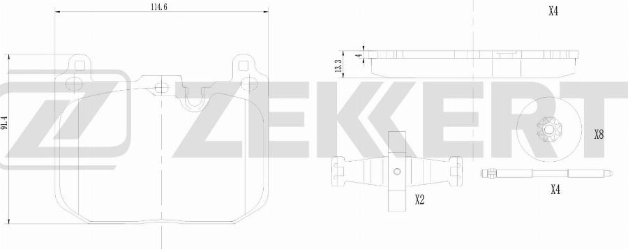 Zekkert BS-1349 - Тормозные колодки, дисковые, комплект unicars.by