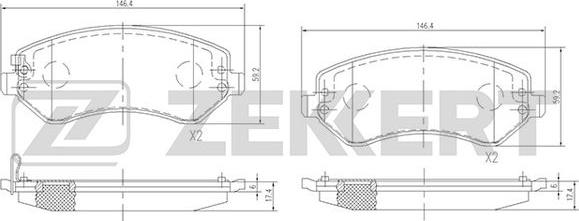 Zekkert BS-1345 - Тормозные колодки, дисковые, комплект unicars.by