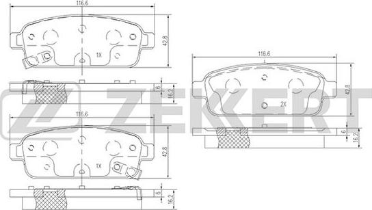 Zekkert BS-1302 - Тормозные колодки, дисковые, комплект unicars.by