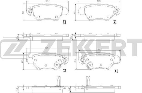 Zekkert BS-1387 - Тормозные колодки, дисковые, комплект unicars.by