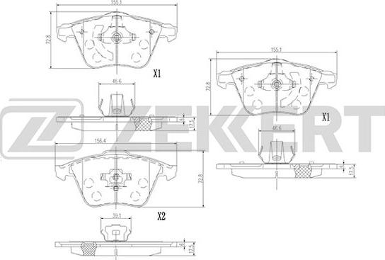 Zekkert BS-1377 - Тормозные колодки, дисковые, комплект unicars.by